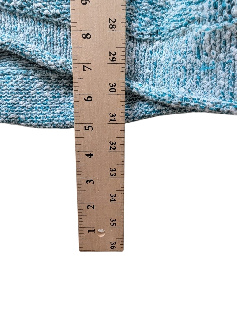 Free People Bright Lights Teal Aqua Blue Marled Scoop Neck Pullover (L) - Picture 5 of 8